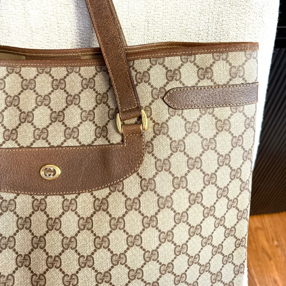 Authentic Gucci large tote bag brown monogram coated canvas - Picture 5 of 16